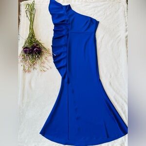 Elegant One-Shoulder Royal Blue Dress size M